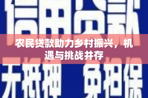云浮农民贷款助力乡村振兴，机遇与挑战并存