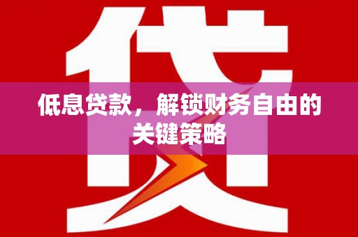 云浮低息贷款，解锁财务自由的关键策略