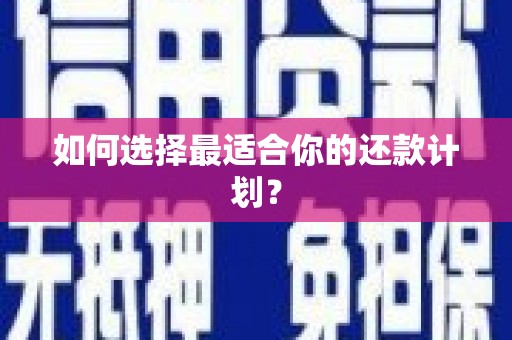 云浮如何选择最适合你的还款计划？